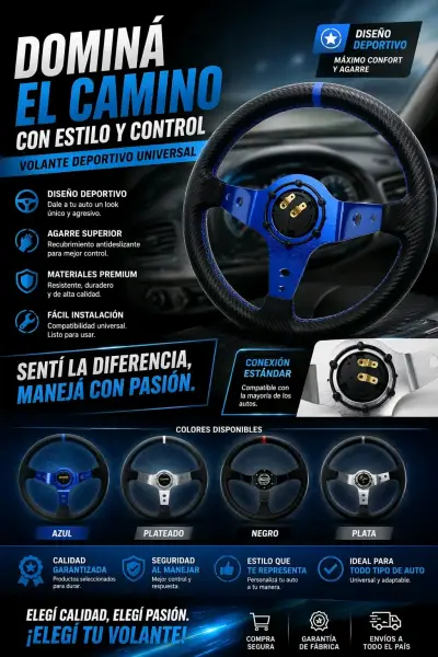 Volante deportivo para auto - miniatura 2