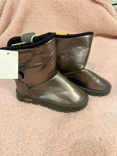 Botas marrones metalizadas para niños - miniatura 1