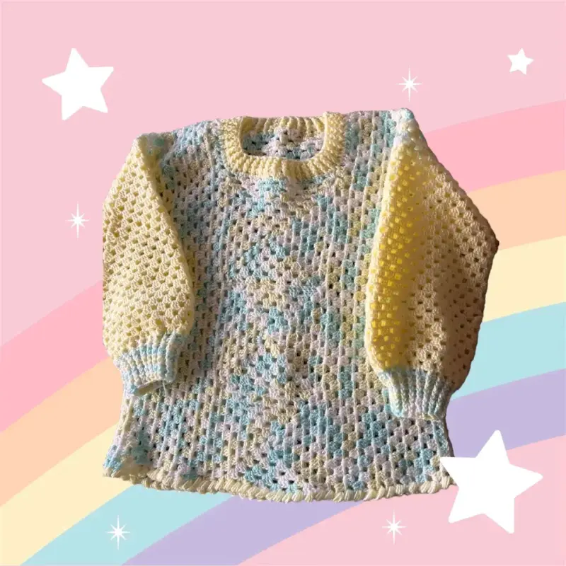 Suéter tejido a crochet multicolor - 3