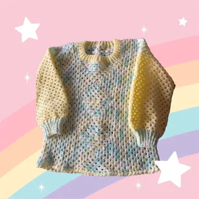 Suéter tejido a crochet multicolor - miniatura 3