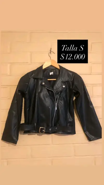 Chaqueta de cuero negra - miniatura 1