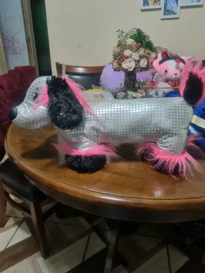 Perro decorativo de tela gris - miniatura 3