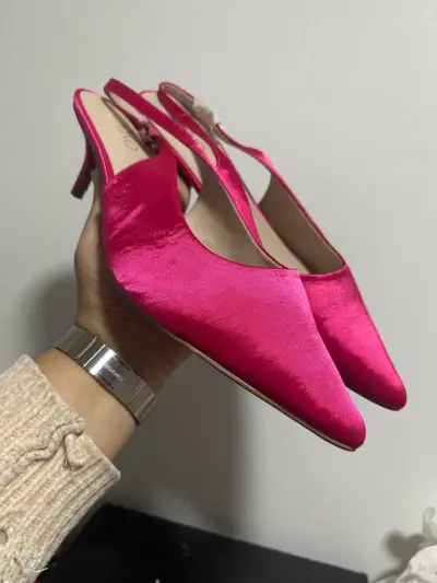 Zapatos taco medio fucsia, nuevos - miniatura 1