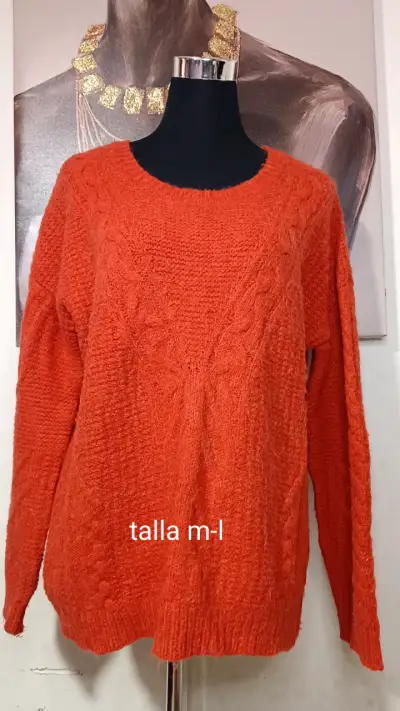 Suéter naranja tejido - miniatura 1