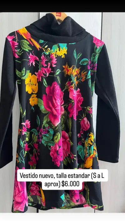 Vestido floral negro nuevo (Talla S a L aprox) - miniatura 2