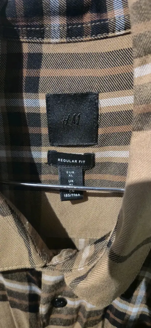 Camisa H&M cuadrillé café talla XL - 3