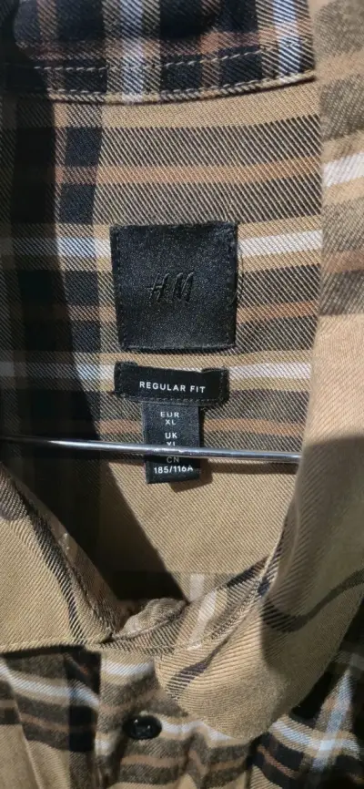 Camisa H&M cuadrillé café talla XL - miniatura 3
