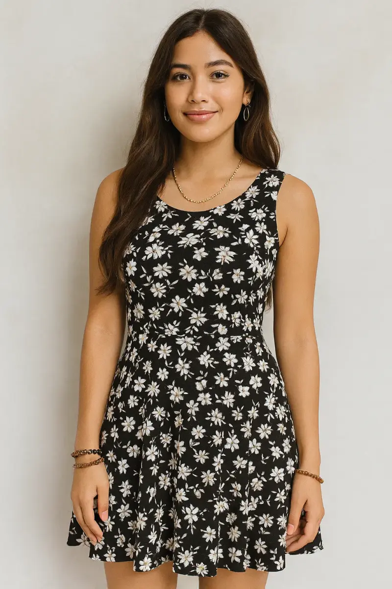 Vestido elegante negro con encaje - 5