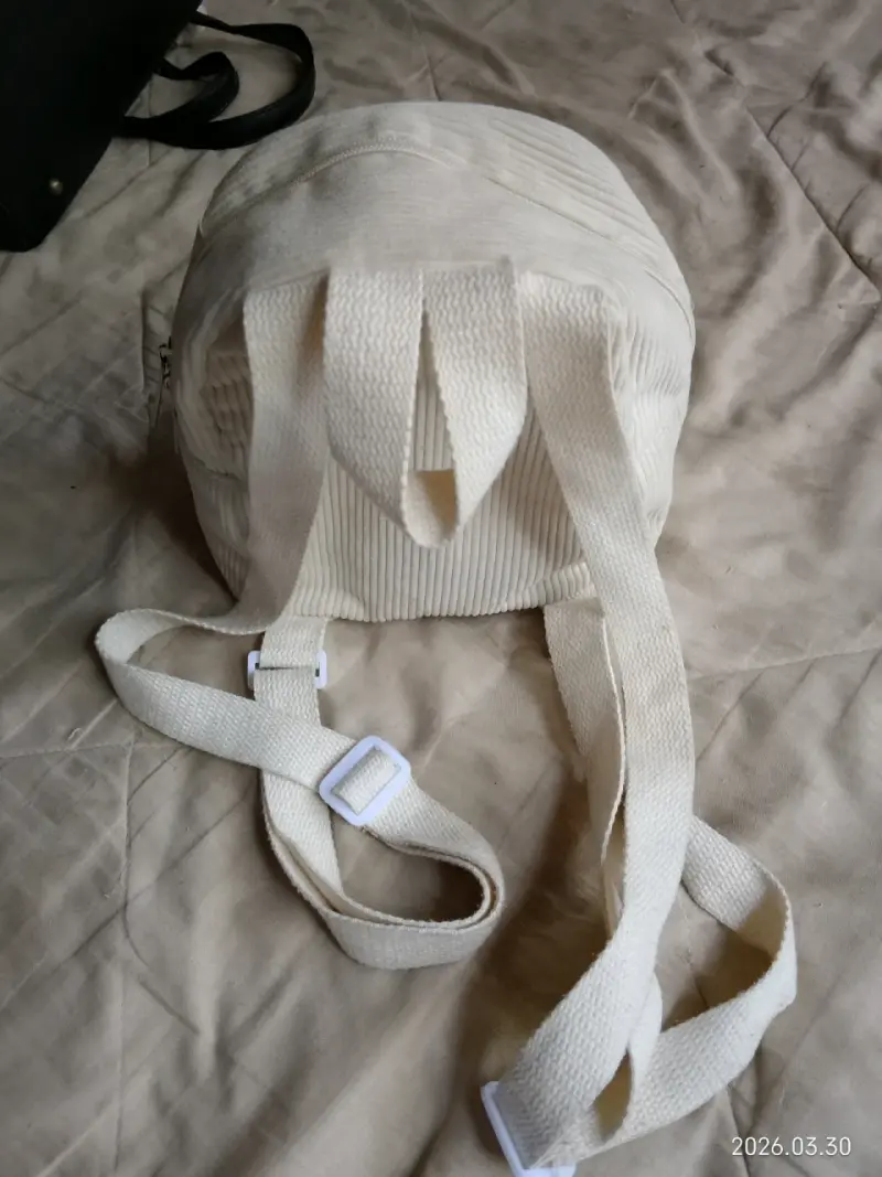 Mochila blanca de tela acanalada - 2