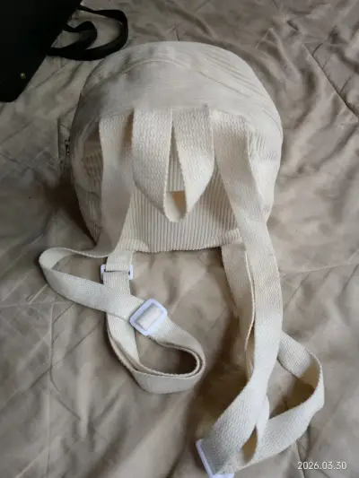 Mochila blanca de tela acanalada - miniatura 2