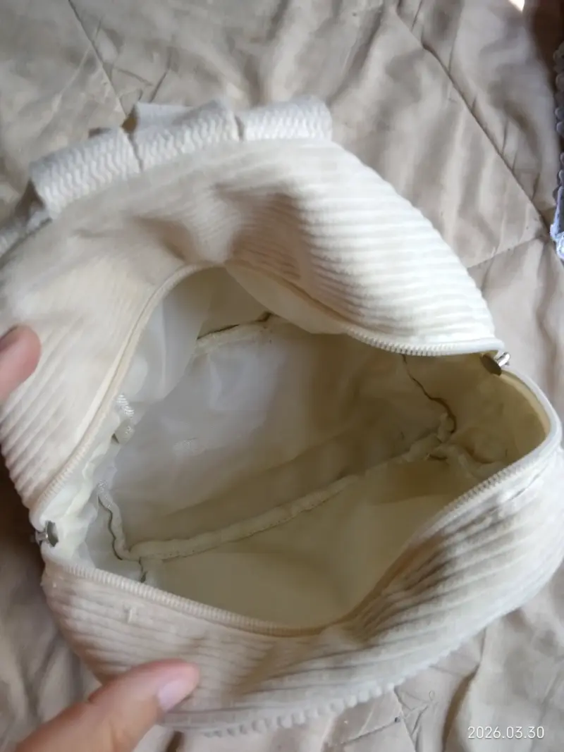 Mochila blanca de tela acanalada - 3