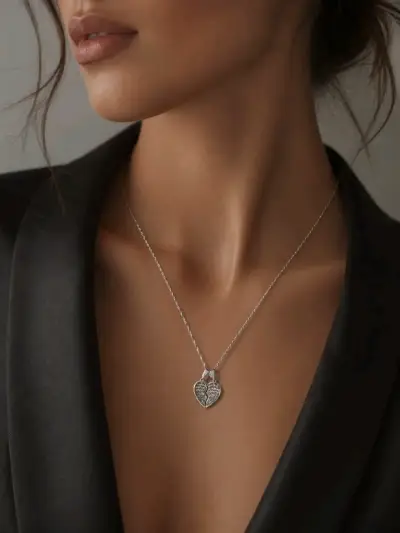 Collar corazón plata 925  elegante - miniatura 1