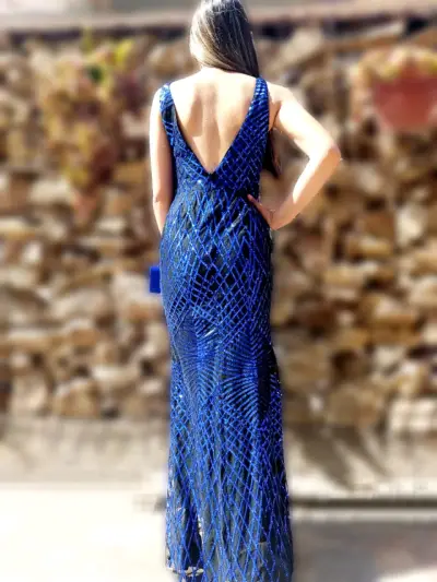 Vestido de gala azul elegante - miniatura 2