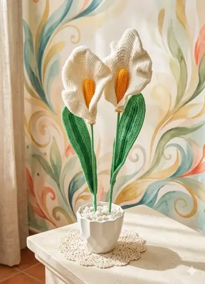 Flores a crochet en maceta - miniatura 5