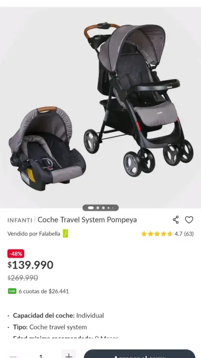 Coche Travel System Infanti Pompeya - miniatura 1