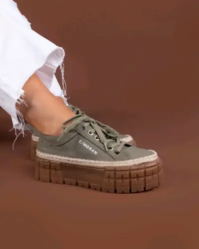 Zapatillas verdes plataforma c/moran - miniatura 1