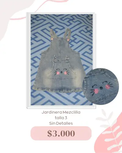 Jardinera de mezclilla para niña - miniatura 3