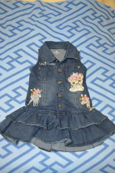 Vestido de mezclilla bordado infantil - miniatura 1