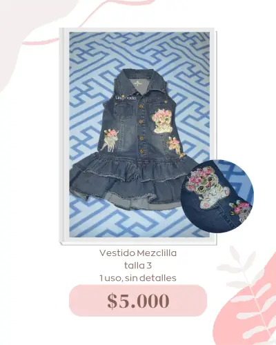 Vestido de mezclilla bordado infantil - miniatura 3