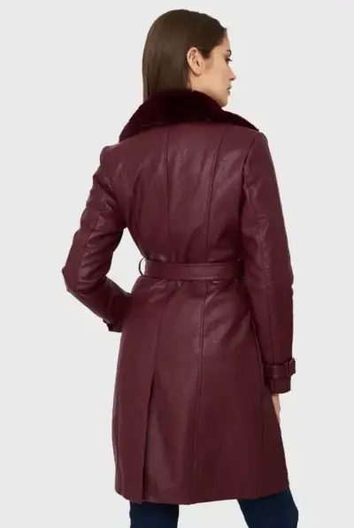 Chaqueta Midi Ecocuero Burdeo Nicopoly - miniatura 4