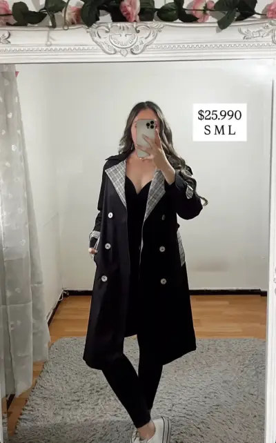 Trench negro elegante - miniatura 1