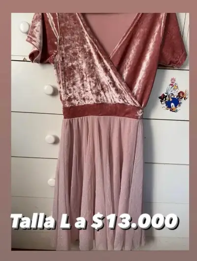 Vestido de terciopelo rosa - miniatura 1