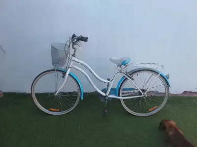 Bicicleta de paseo blanca y azul - miniatura 1