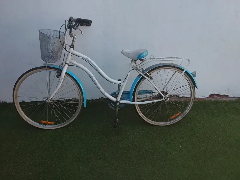 Bicicleta de paseo blanca y azul - 3
