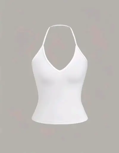 Top blanco halter sin mangas - miniatura 1