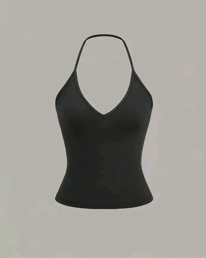 Top blanco halter sin mangas - 2