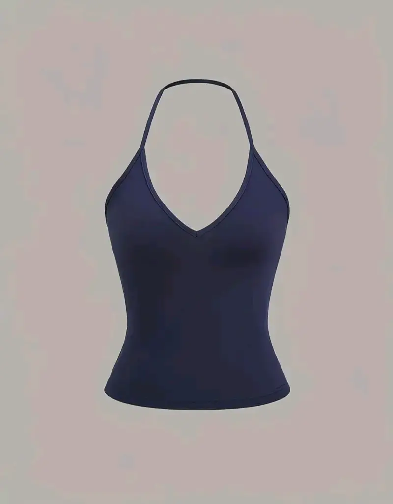 Top blanco halter sin mangas - 3