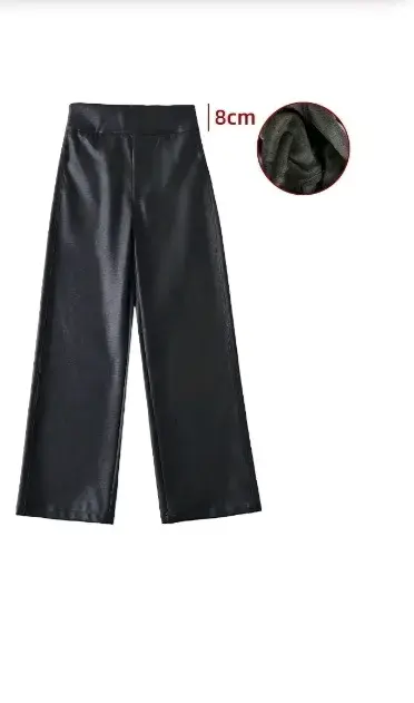 Pantalones de cuero sintético con forro de polar - 2