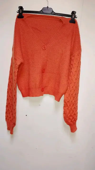 Cardigan tejido naranja - miniatura 1