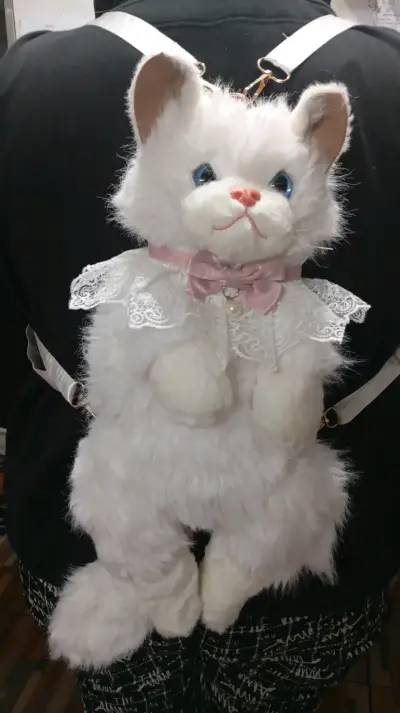 Mochila de gato peluche blanco - miniatura 1