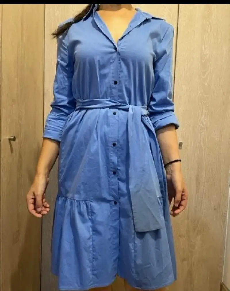 Vestido azul con Lazo en la cintura - 3