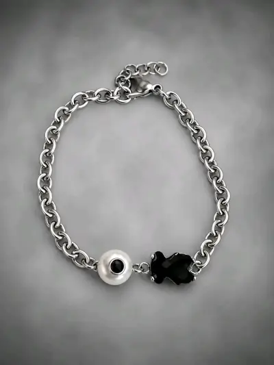 Pulsera de eslabones con perla - miniatura 1