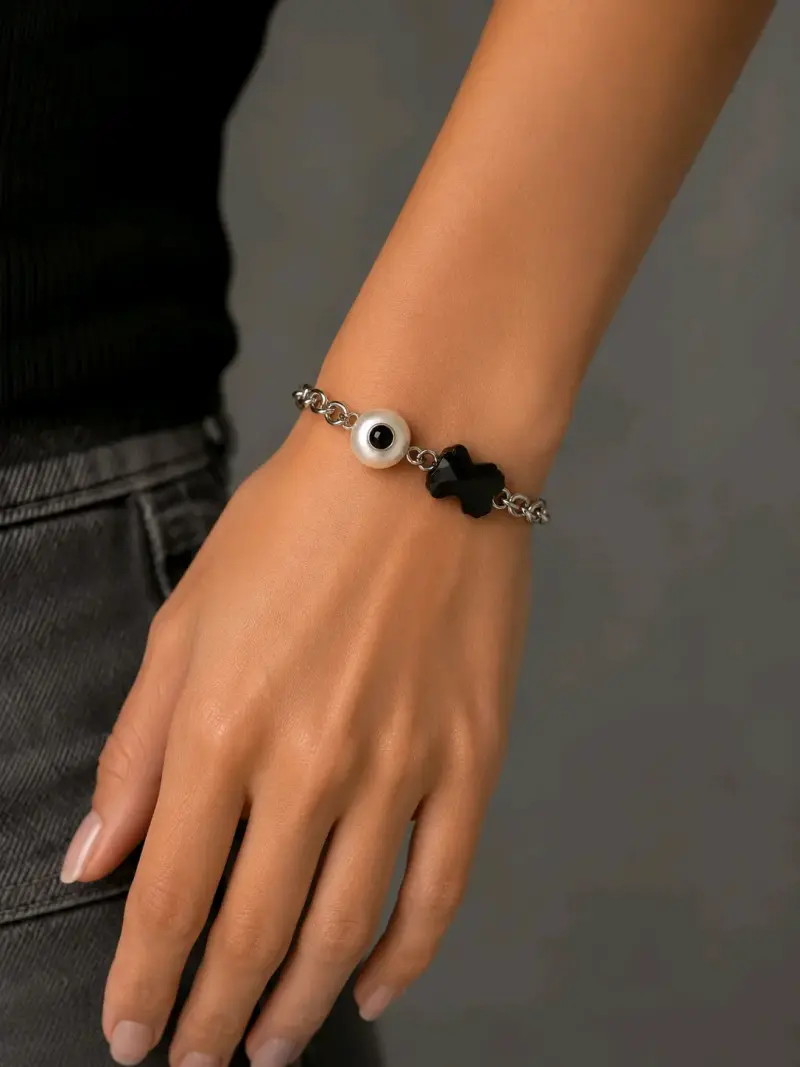 Pulsera de eslabones con perla - 2