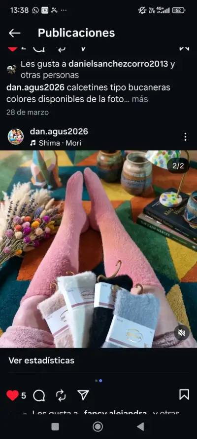 Calcetines largos rosa suave - miniatura 2