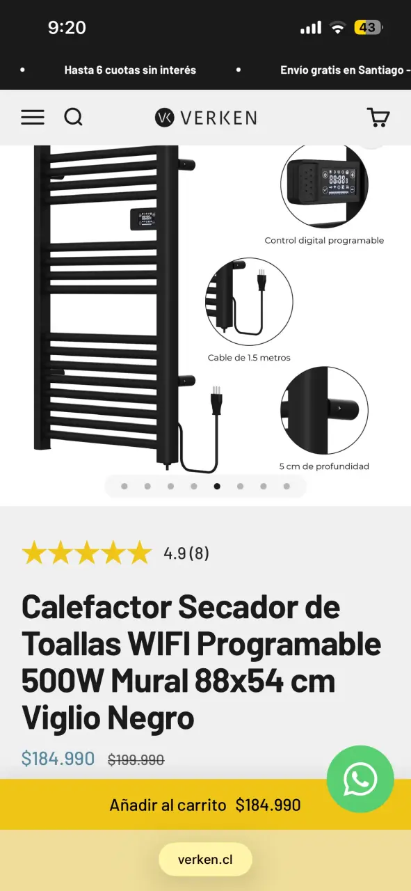 Calefactor de Toallas Vesubio Negro - 4