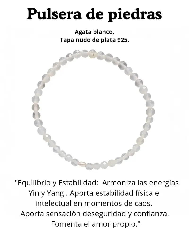 Pulseras de piedras naturales y tapa nudo en plata - 6