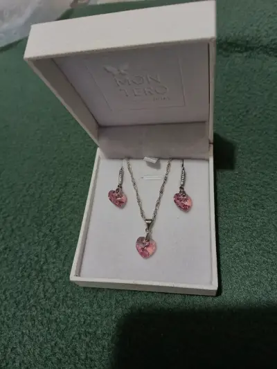 Juego de joyas con cristales rosa - miniatura 1