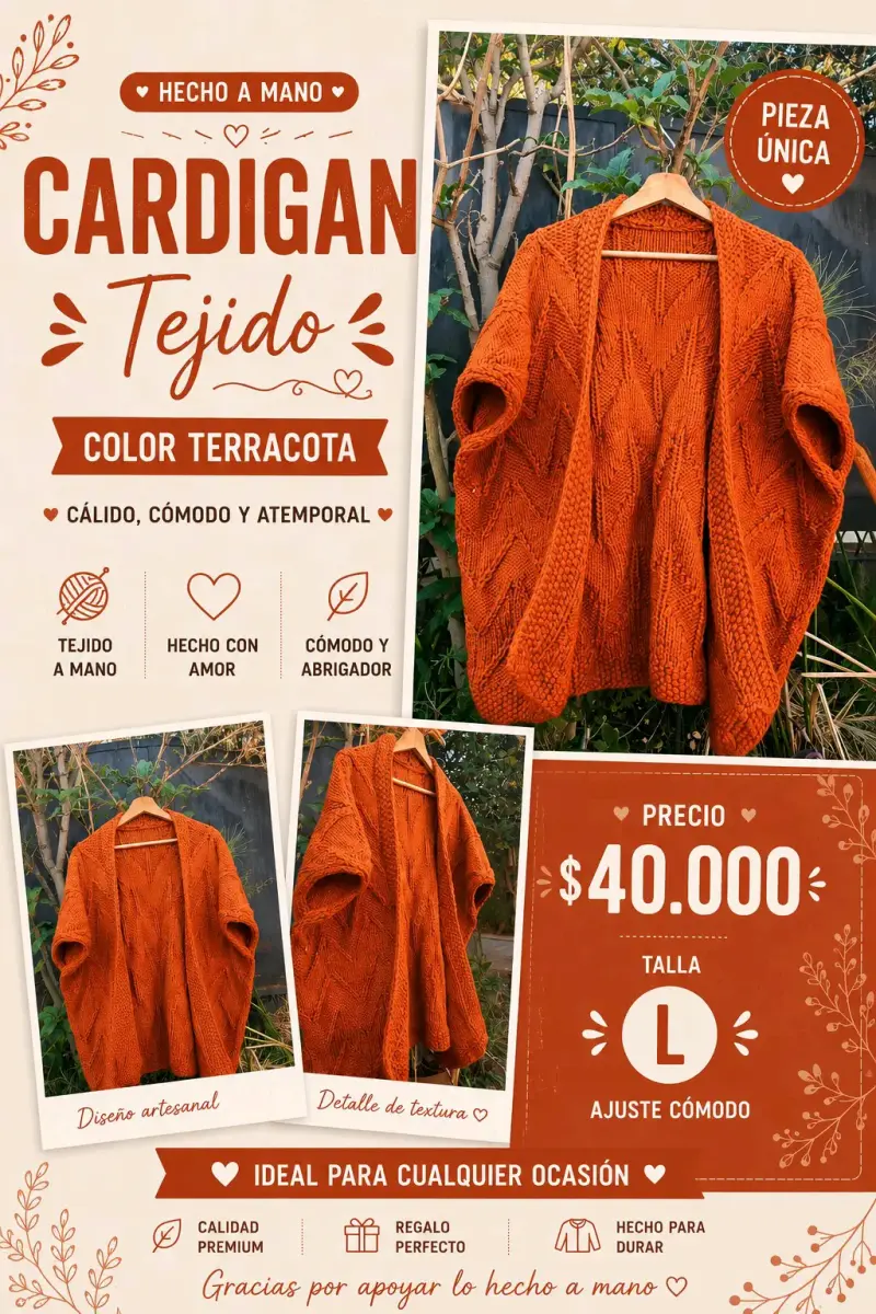 Cardigan tejido terracota