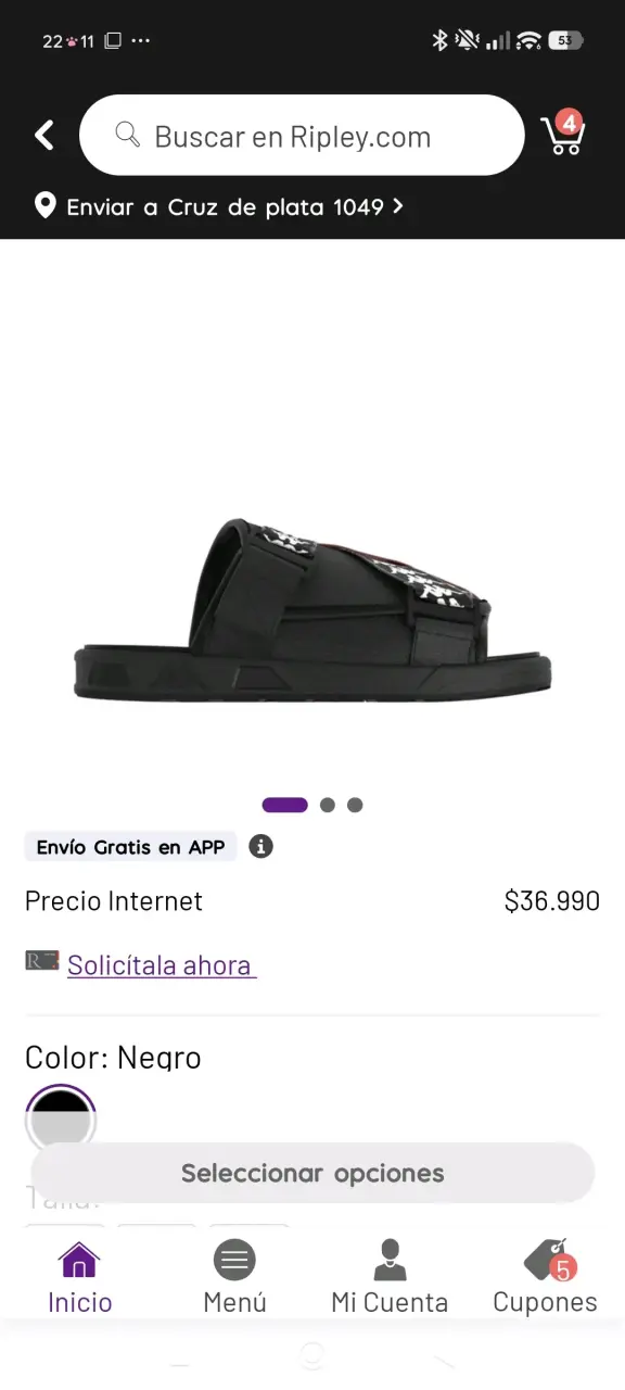 Sandalias negras ajustables kappa talla 38 24.5 cm - 3
