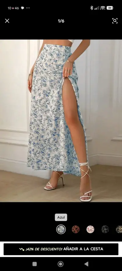 Falda larga floral azul - miniatura 1