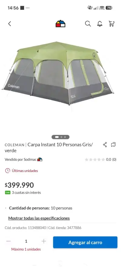 Carpa Coleman para 10 personas - miniatura 1