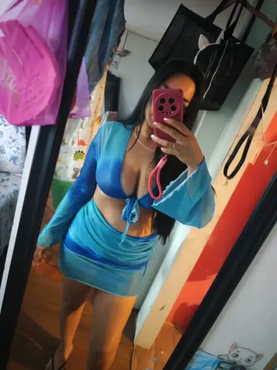 Vestido azul de manga larga - miniatura 1