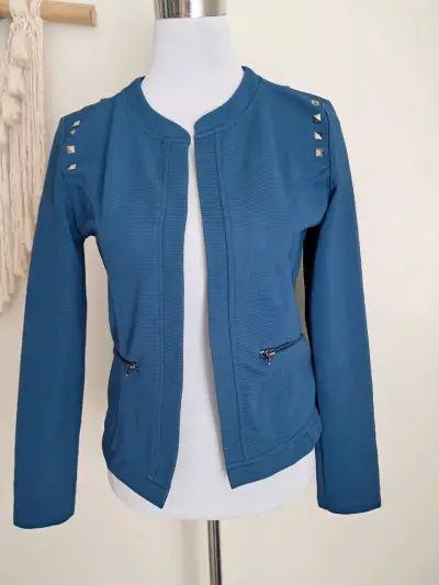 Chaqueta, blazer azul con apliques - miniatura 1