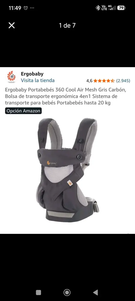 Portabebés gris Ergobaby+ cobertor lluvia y frío. - 2