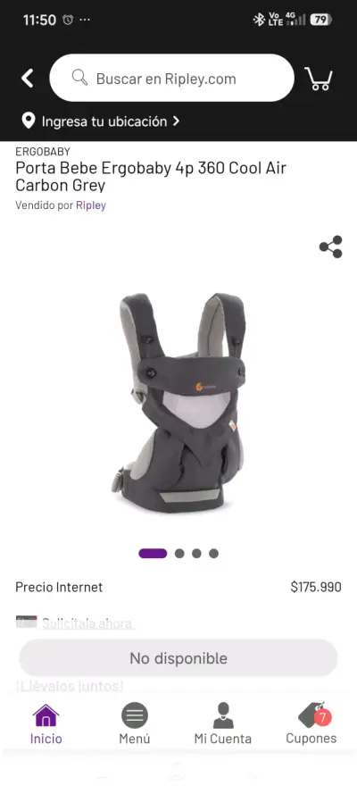 Portabebés gris Ergobaby+ cobertor lluvia y frío. - miniatura 3