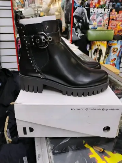 Botines negros de cuero Pollini - miniatura 2